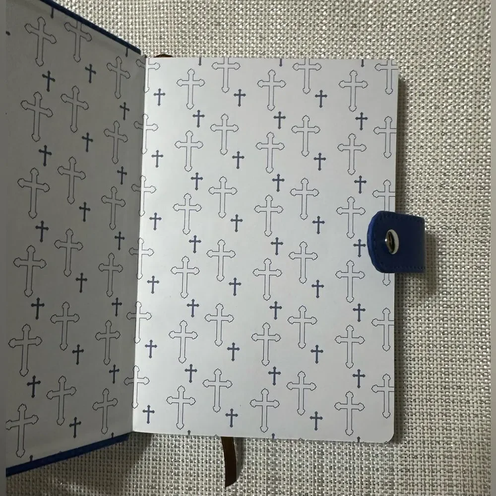 Blue Bible Verse Pink Hearts Faux Leather Bound Journal